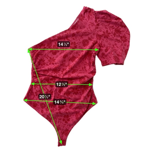 Free People Intimately One Love One-Shoulder Puff Sleeve Bodysuit Floral Size S - Picture 9 of 14